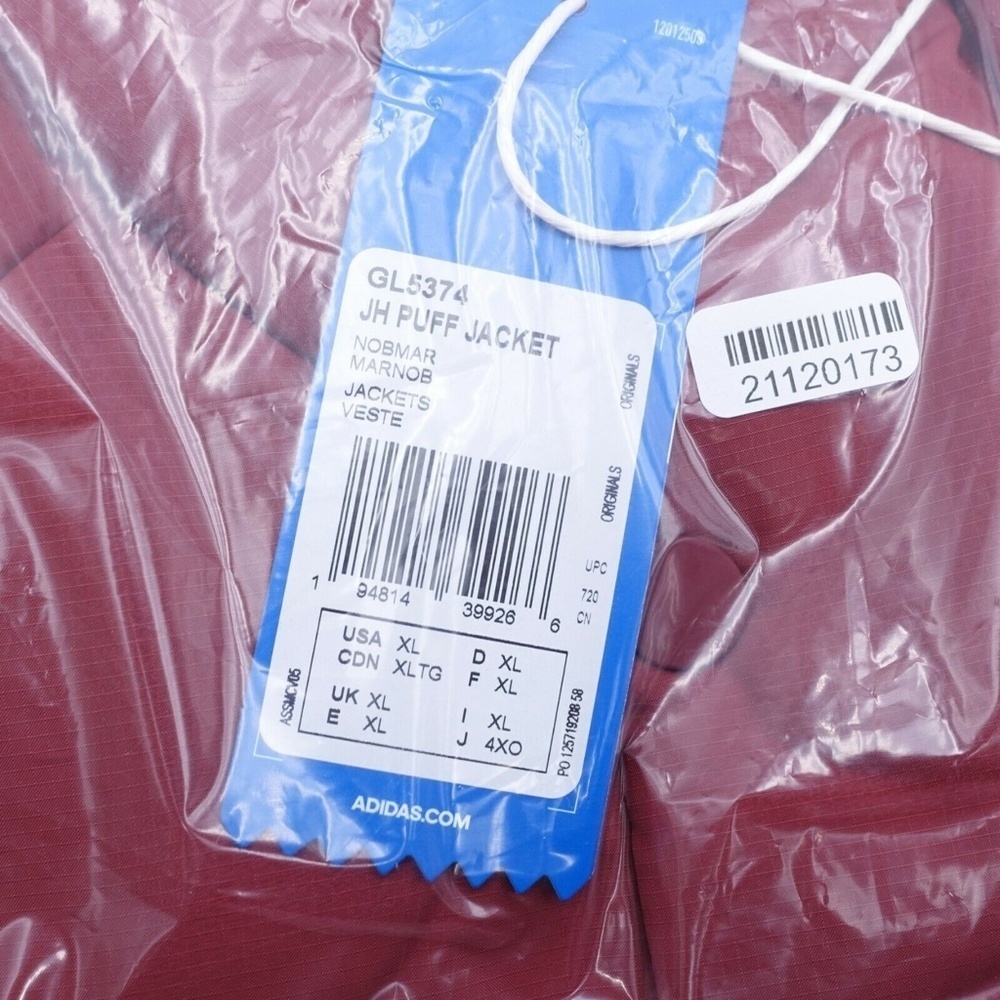 NEW adidas Originals Men's Jonah Hill Puffer Jacket Coat GL5374 Burgundy - Picture 11 of 12